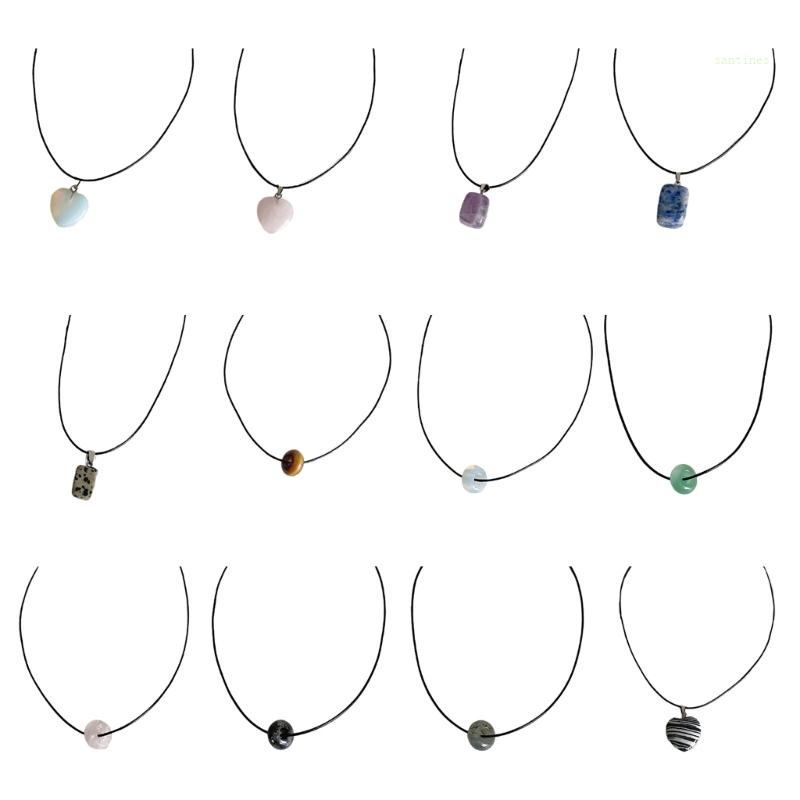 Vòng cổ Chuỗi Hạt Đá Ngọc Bích Tròn Phong Cách Vintage Cho Cặp Đôi