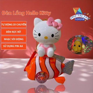 Đồ chơi Đèn Lồng Hello Kitty ngồi trền lưng cá chạy pin có bánh xe di chuyển,có nhạc và đèn sáng rực rỡ