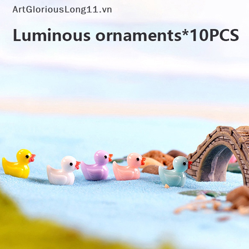 Set 10 Chú Vịt Mini Bằng Nhựa Resin Dễ Thương Trang Trí Tiểu Cảnh