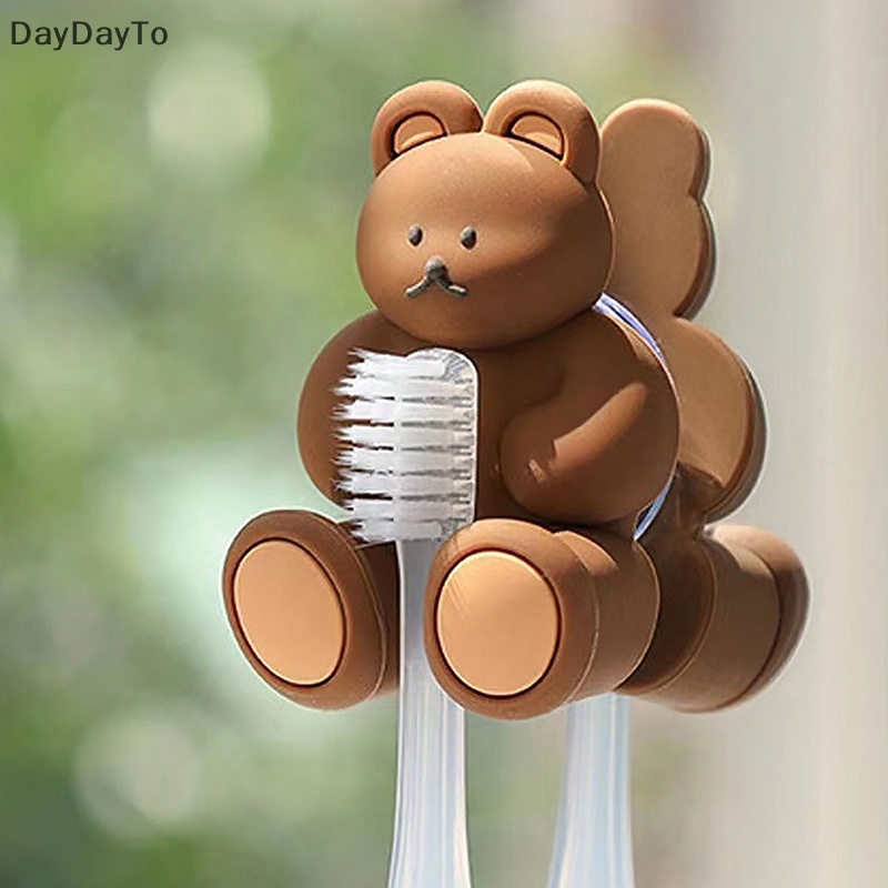 Giá Đỡ Bàn Chải Đánh Răng &amp; Móc Hít Chân Không Hình Gấu Hoạt Hình Daydyto Sắp Xếp Gọn Gàng Có Giác Hút