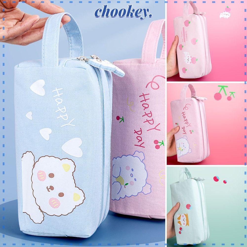 CHOOKEY Túi Đựng Bút Bằng Vải Canvas Thiết Kế Mới Sáng Tạo Tiện Lợi Dễ Sử Dụng