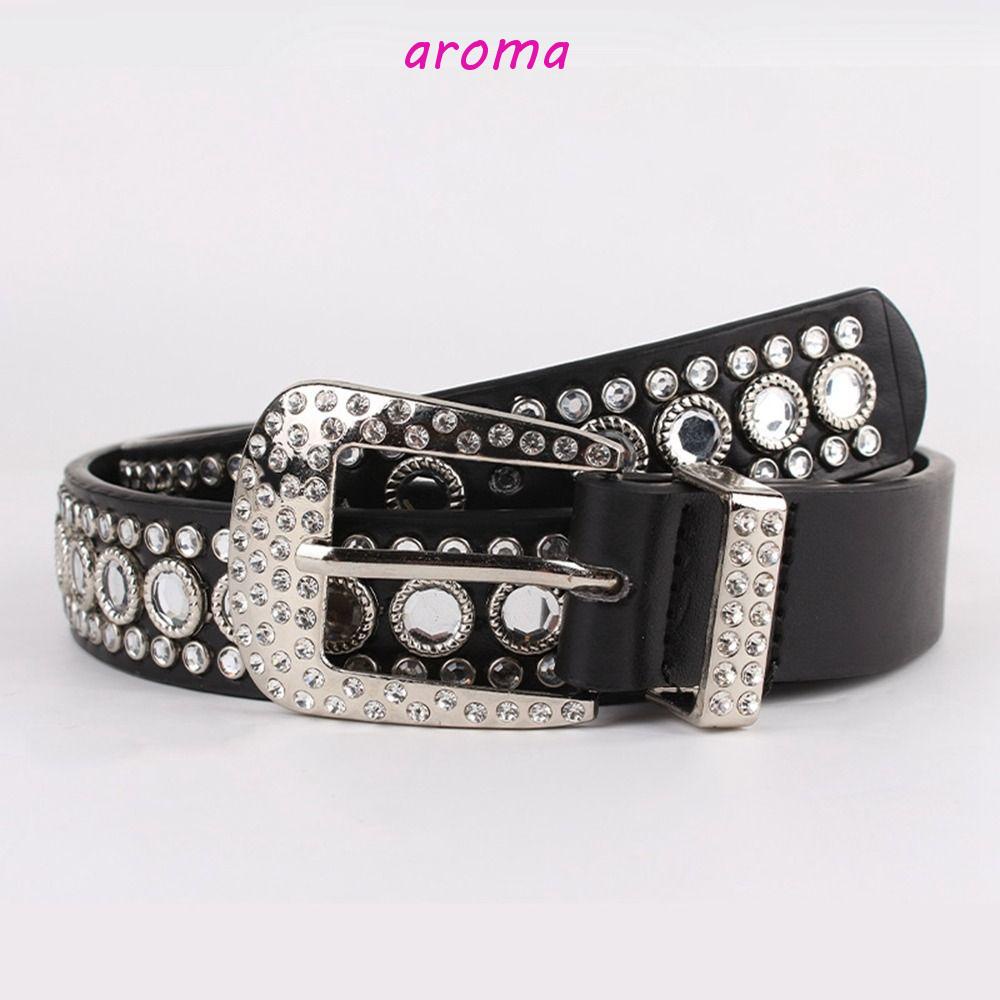 AROMA Thắt Lưng Da PU Khóa Hợp Kim Độc Đáo Thời Trang Cho Nữ