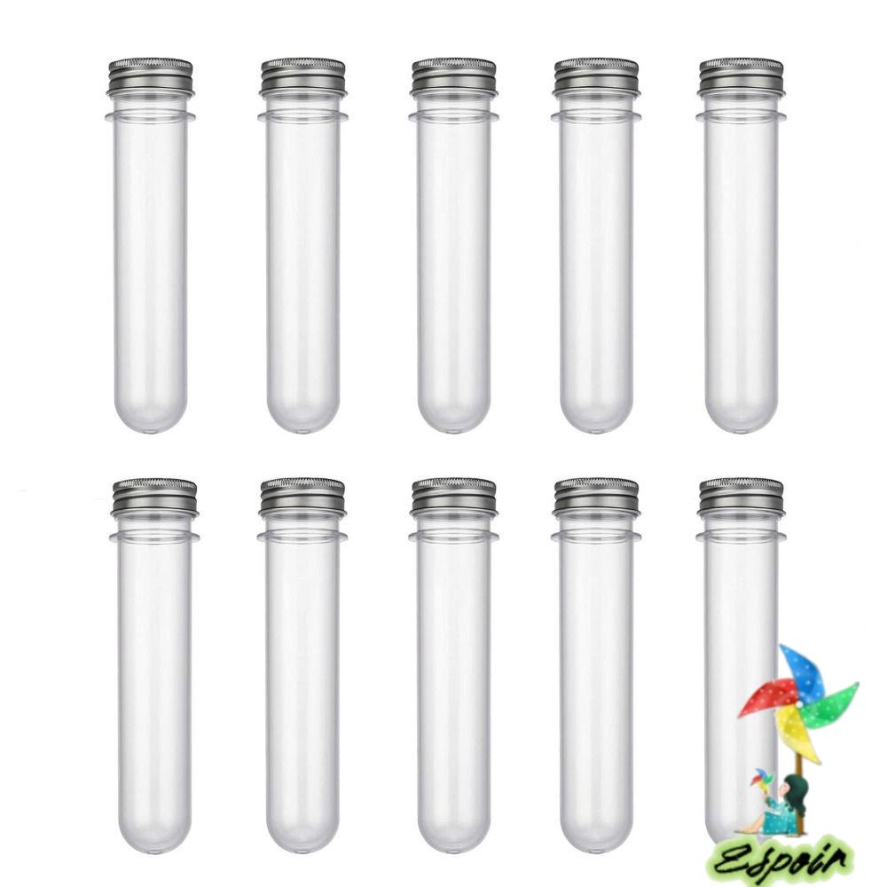 ESPO Set 10 Ống Nghiệm Khoa Học Bằng Nhựa Trong Suốt Có Nắp Nhôm Kích Thước 25X140Mm