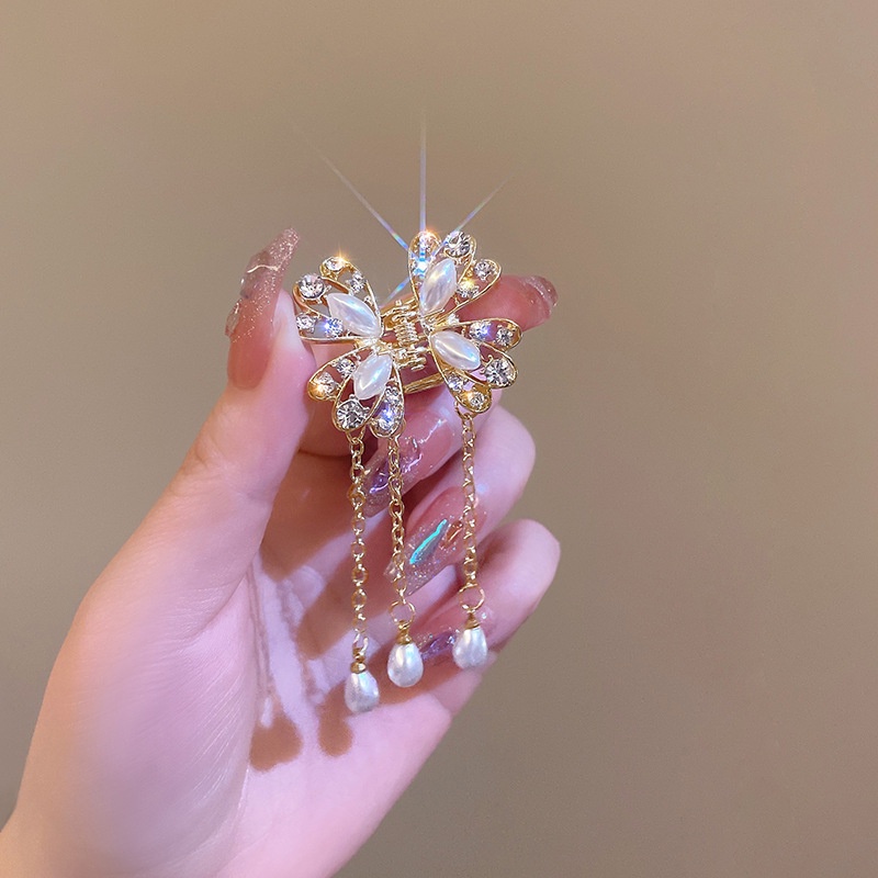 Kẹp Tóc Hình Bướm Đính Ngọc Trai Giả Phong Cách INS Tinh Tế Thời Trang Cho Nữ
