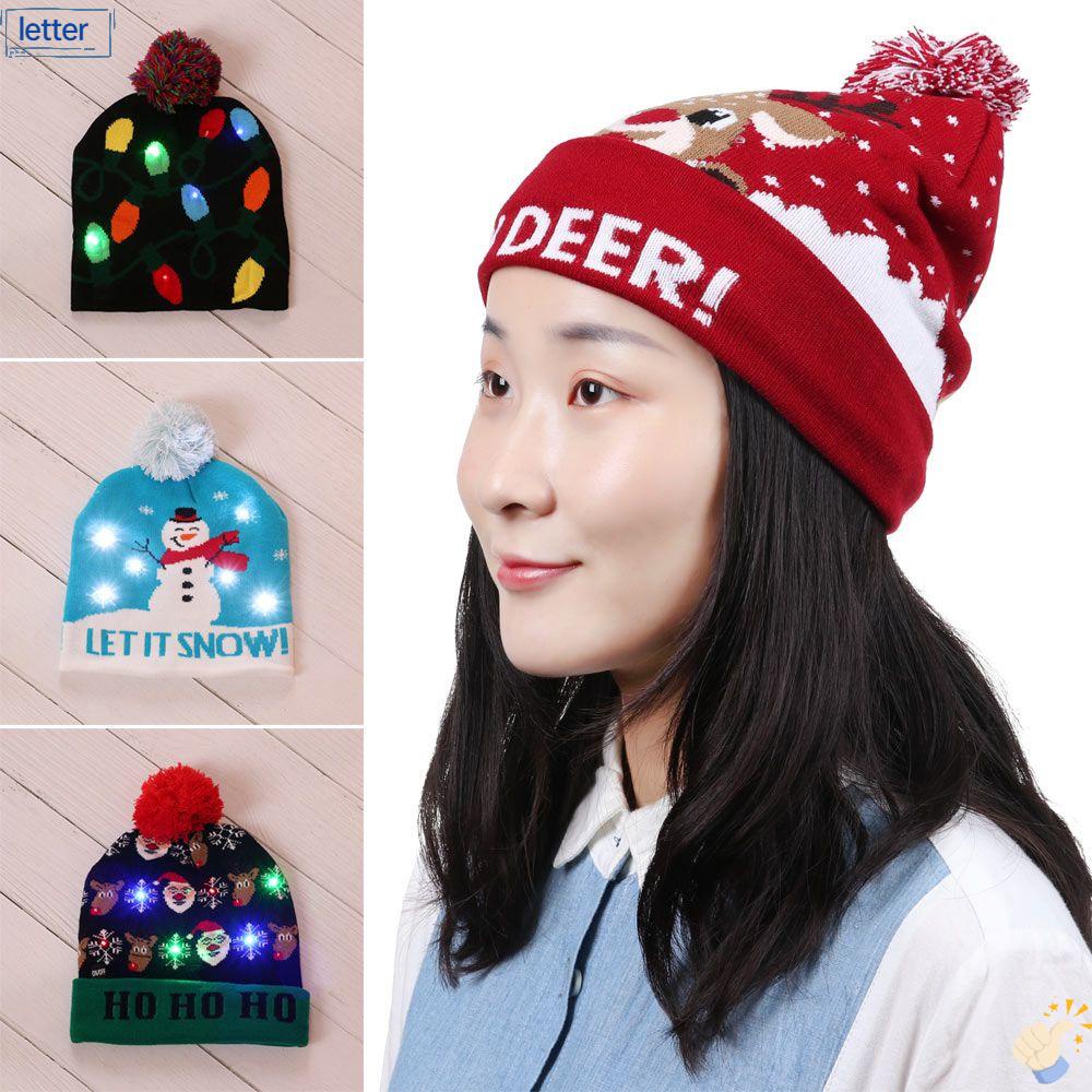 LET Mũ Len Giáng Sinh Gắn Đèn LED