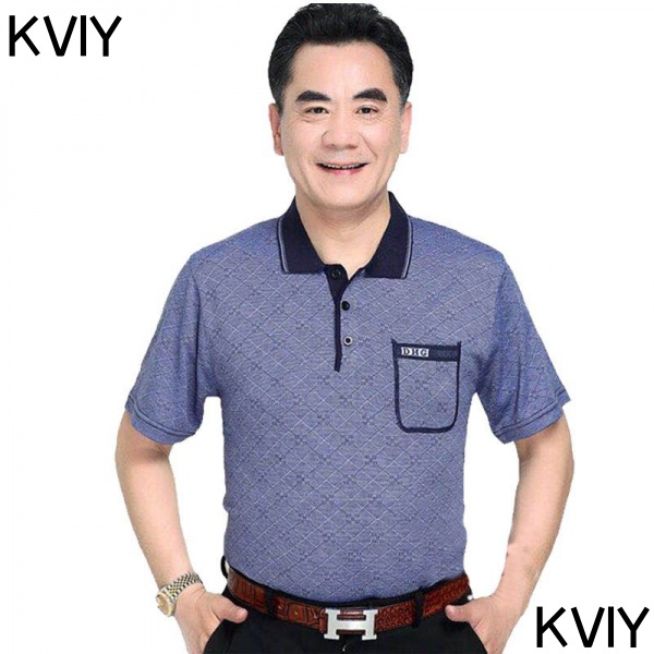 Áo Thun Cotton Tay Ngắn Phối Túi Thời Trang Dành Cho Nam Giới Độ Tuổi Trung Niên 40-60 - 70