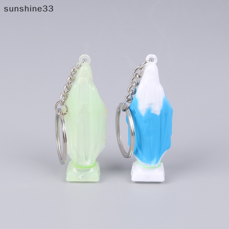 Móc Khóa Phát Sáng Xanh Dương Hình Đức Mẹ Mary Độc Đáo