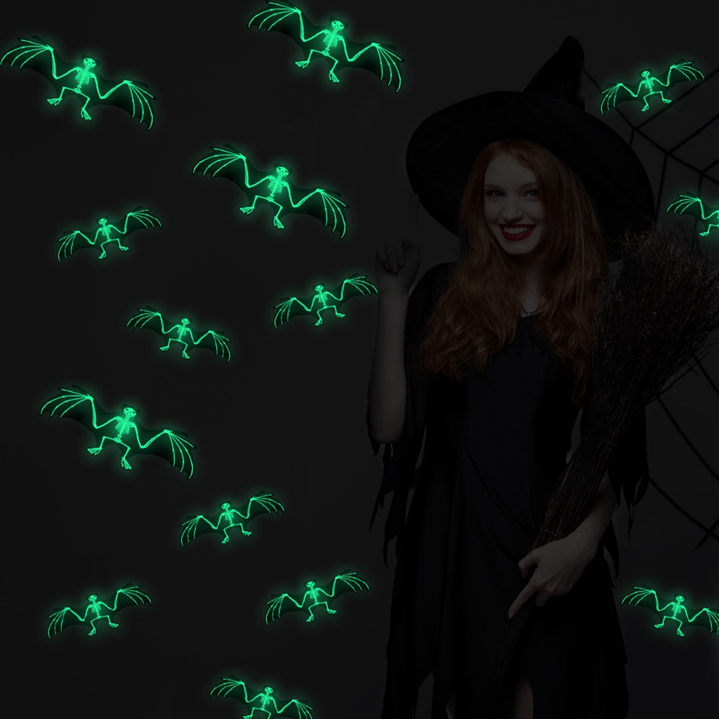 1 Bộ Sticker Dán Tường Chống Nước Tự Dính Hình Dơi Trang Trí Nhà Cửa Dịp Halloween