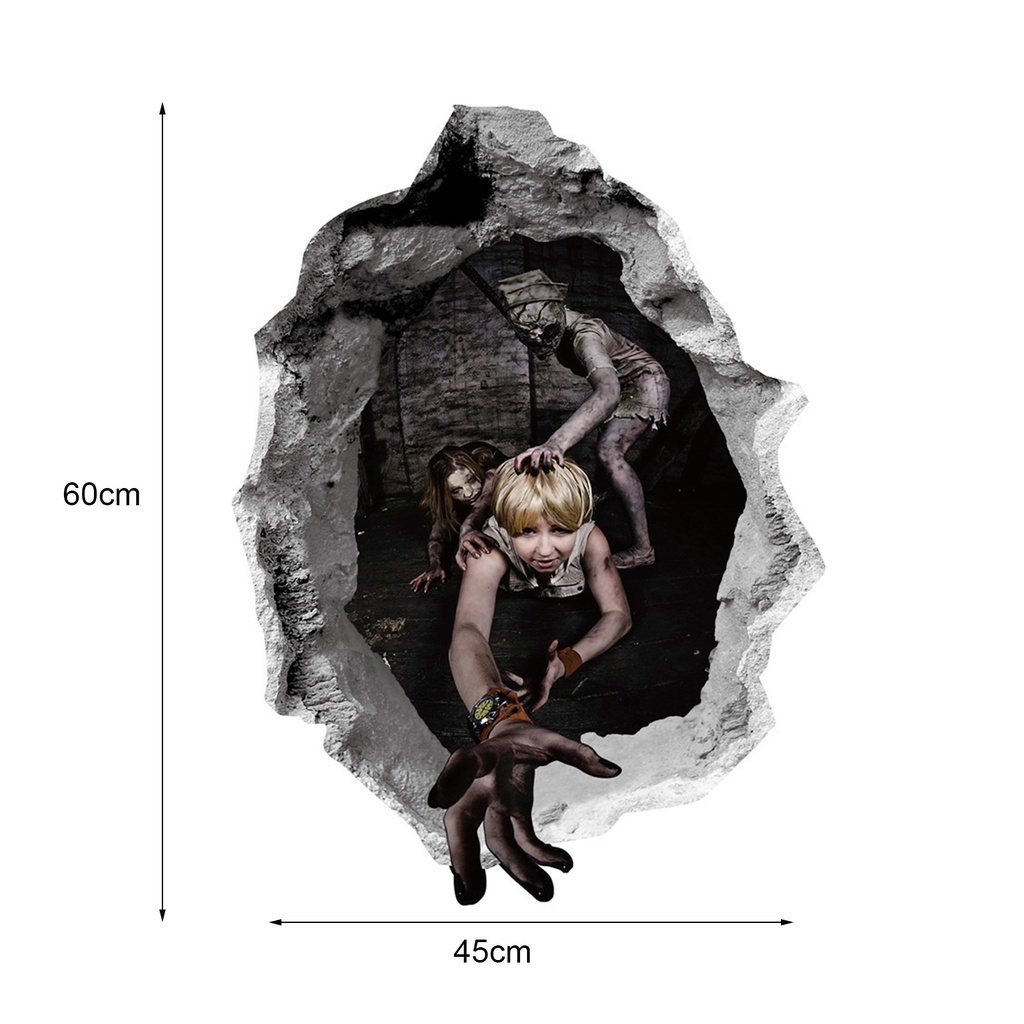 Miếng Dán Tường Trang Trí Halloween Hình Kinh Dị Tháo Gỡ Dễ Dàng