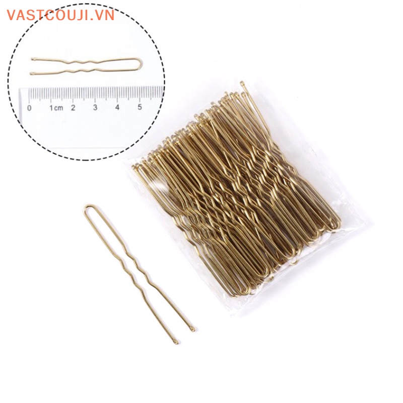 Set 50 Kẹp Tăm Chữ U Màu Vàng Tạo Kiểu Tóc Thời Trang Cho Nữ