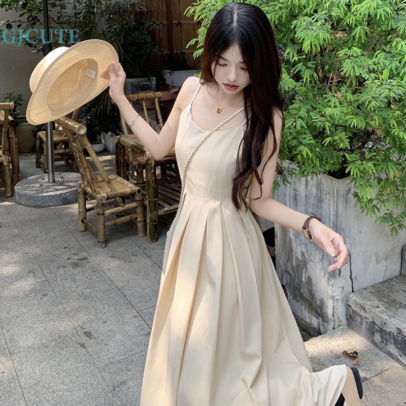 Đầm Dài Dáng Chữ A Không Tay Phong Cách Pháp Thời Trang Mùa Hè Cho Nữ