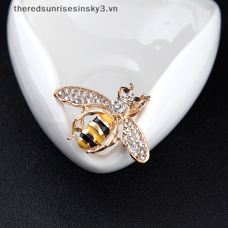 Ghim Cài Áo Hình Ong Đính Pha Lê Tráng Men Thời Trang Thanh Lịch