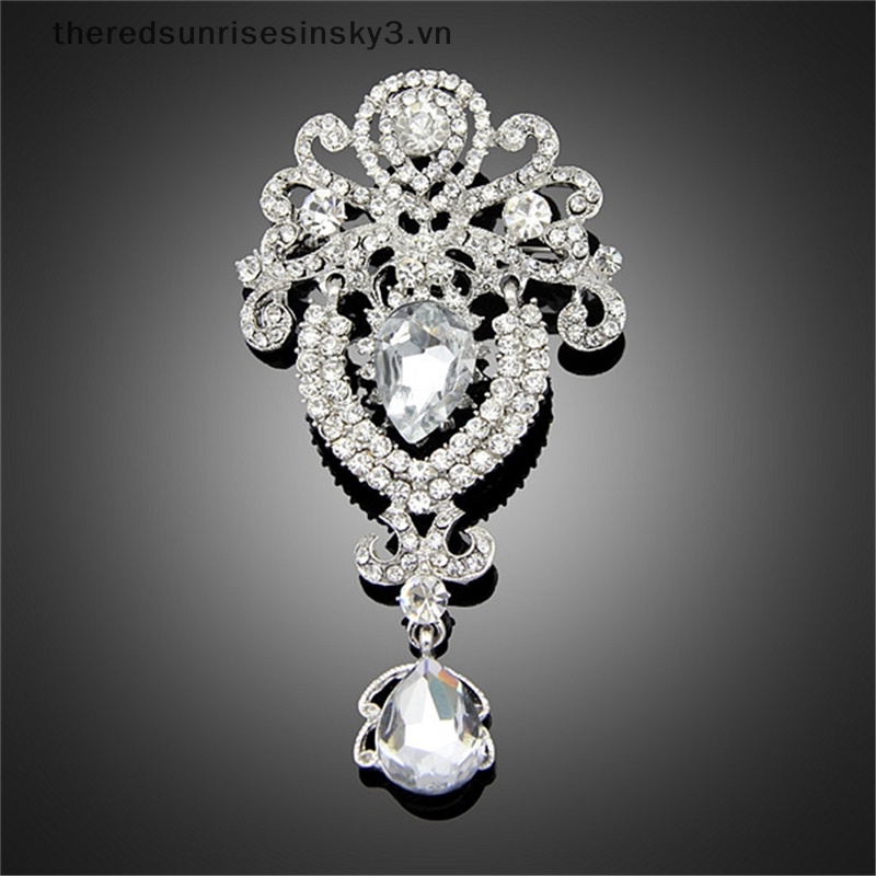 # # Ghim Cài Áo Hình Hoa Lớn Bằng Bạc Đính Kim Cương Giả Thời Trang Dành Cho Cô Dâu Trong Tiệc Cưới