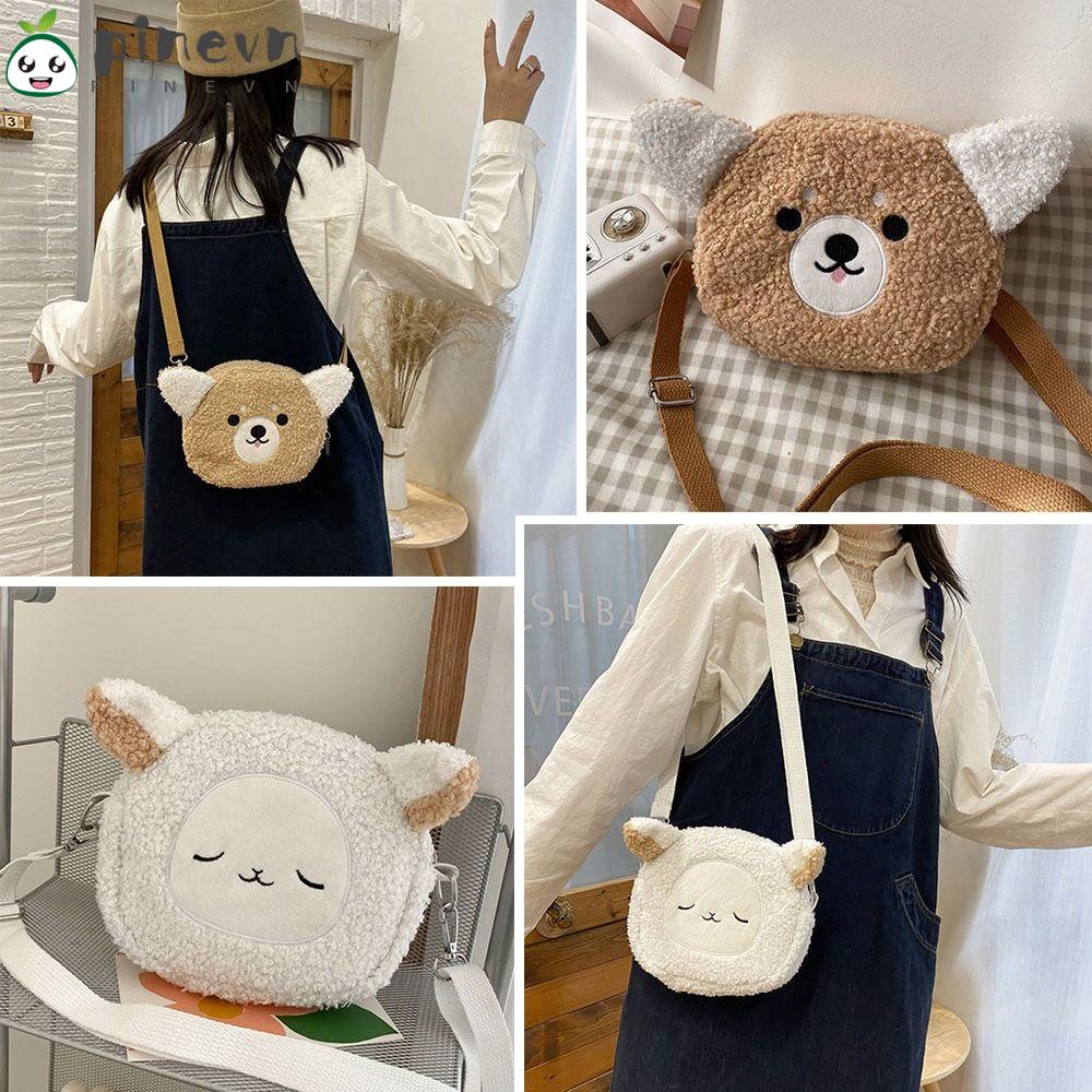 PINEVN Túi Xách Đeo Vai Hình Thú Nhồi Bông Hoạt Hình Đáng Yêu Dành Cho Nữ