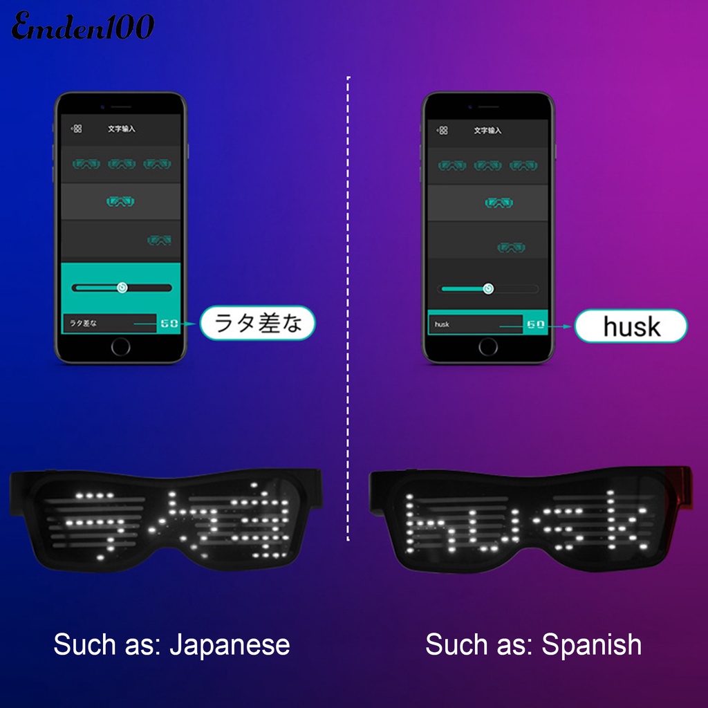 [EMDEN] Kính Mắt Điện Tử Bluetooth Có Đèn LED Phát Sáng Dành Cho Tiệc Sinh Nhật / Câu Lạc Bộ