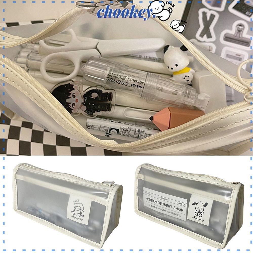 CHOOKEY Túi Đựng Bút Trong Suốt Có Khóa Kéo Sức Chứa Lớn Tiện Dụng Cho Trường Học / Văn Phòng