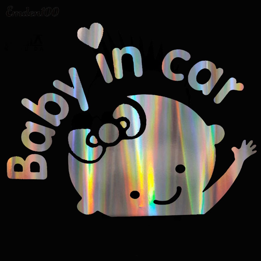 [EMDEN] Hình Dán Cảnh Báo Baby in Car Phản Quang Nhiều Màu Sắc Trang Trí Cửa Sổ Xe Hơi