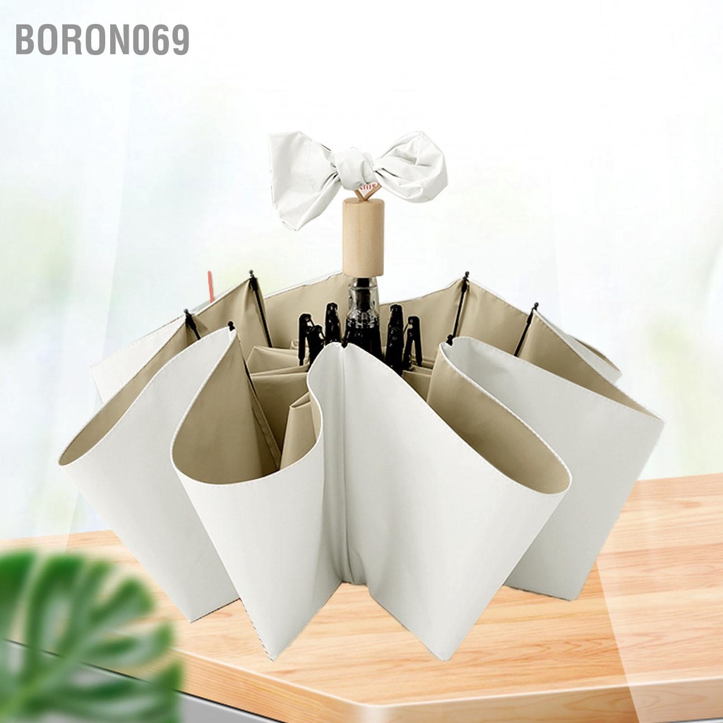 Boron069 Dù Du Lịch Màu Kem Nắng Chống Mưa Tia UV Có Thể Gập Lại Di Động Cho Nam Nữ