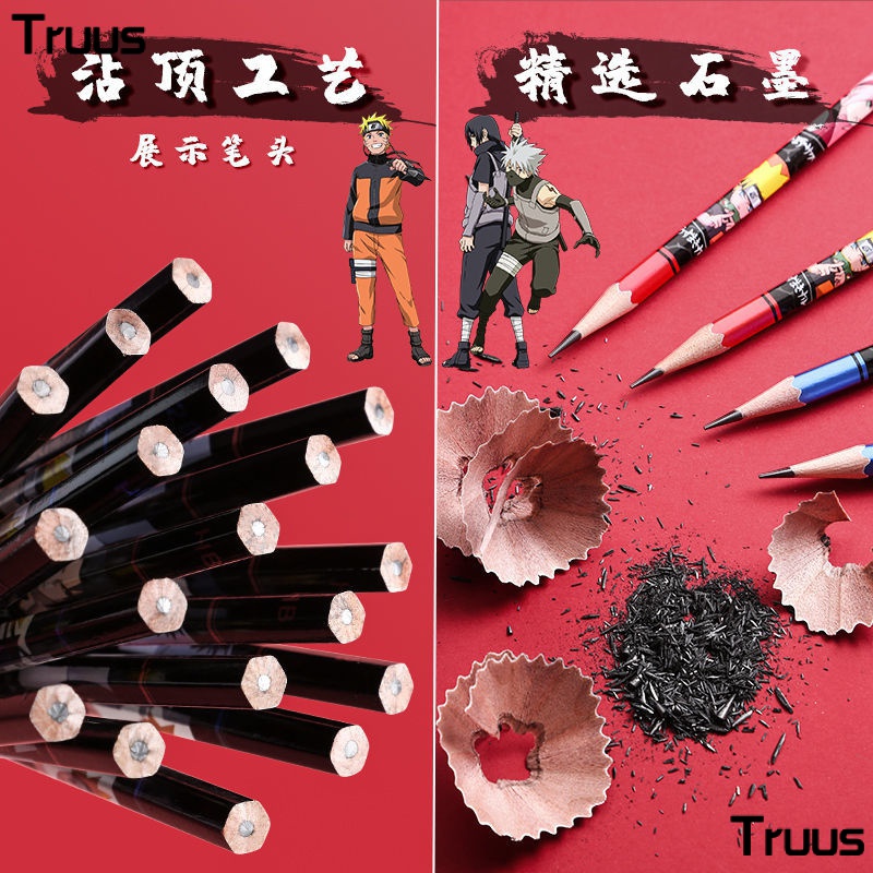 Bút Chì 2B HB Không Độc Hại Họa Tiết Hoạt Hình Naruto Lục Giác Mạnh Mẽ Sáng Tạo Dành Cho Học Sinh Tiểu Học
