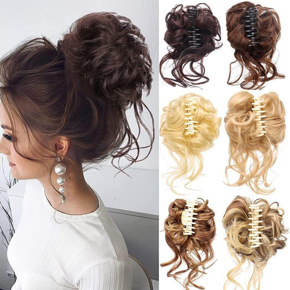 June mảnh tóc búi lộn xộn, kẹp trên kẹp tóc mở rộng tổng hợp, búi tóc thời trang nhẹ tự nhiên trông tóc búi tóc kẹp phụ nữ