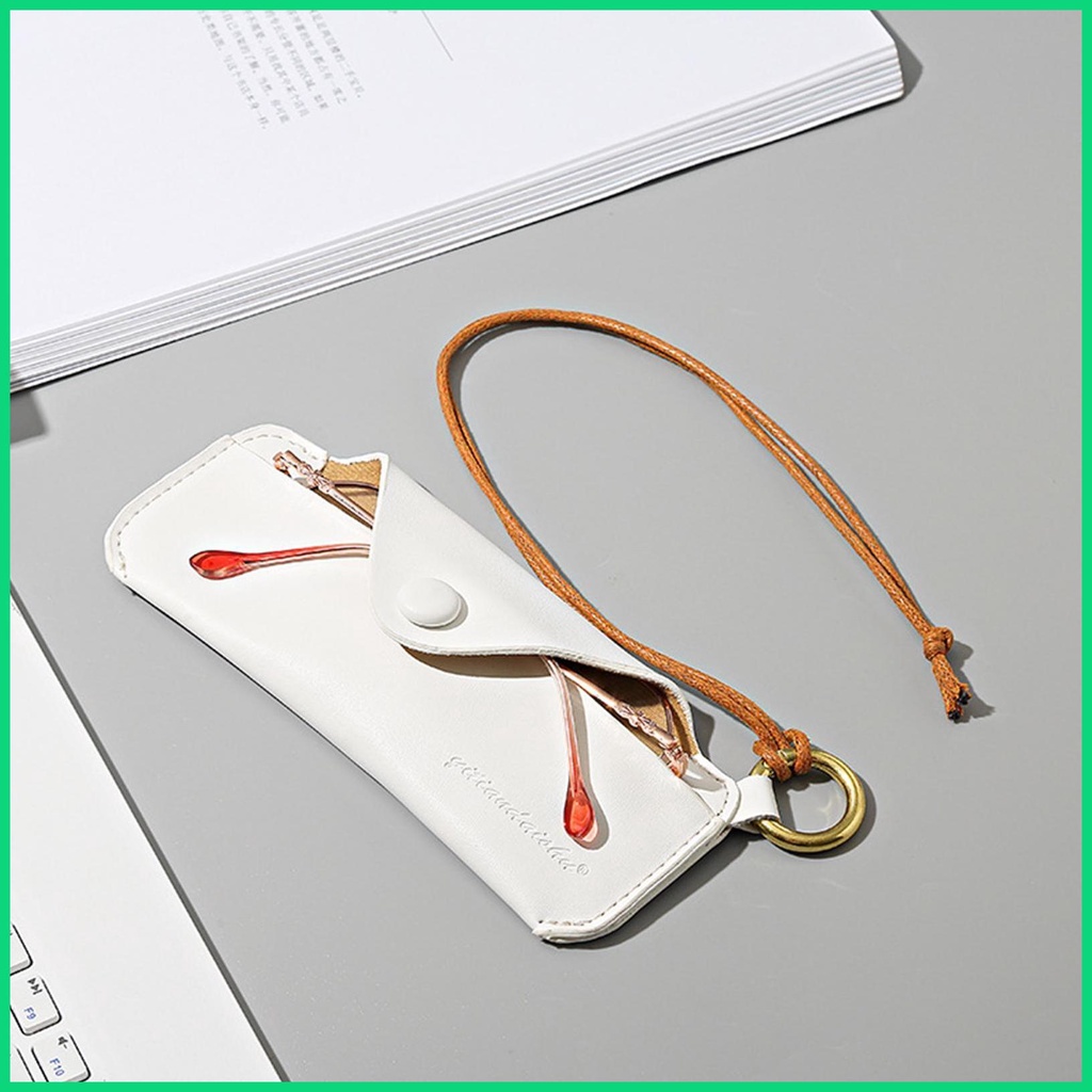 Túi Đựng Mắt Kính Bằng Da PU Mềm Kèm Dây Đeo Cổ Tay Tiện Dụng