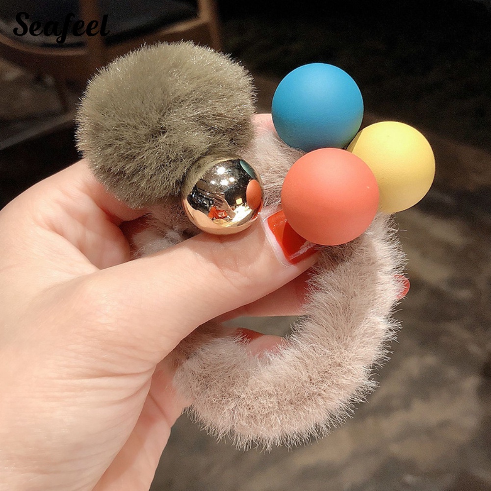 Dây Buộc Tóc Dạng Xoắn Ốc Co Giãn Màu Sắc Gradient Cho Nữ