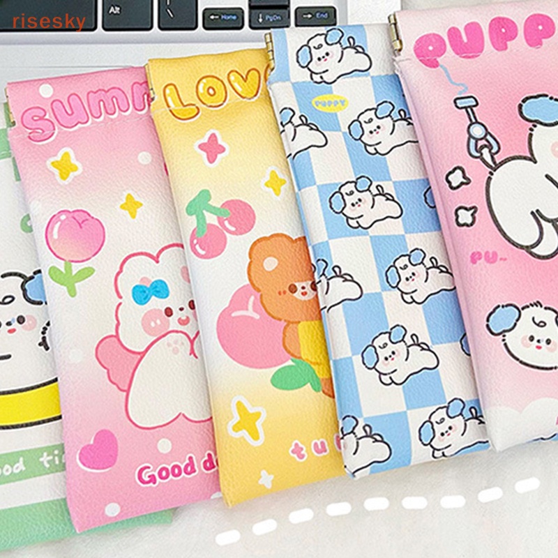 Hộp Đựng Mắt Kính Bằng Da PU Họa Tiết Hoạt Hình Chú Chó Dễ Thương Tiện Dụng Cho Học Sinh