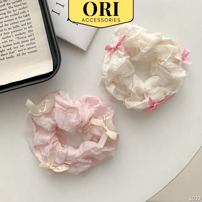 Cột tóc Scrunchies vải họa tiết nơ xinh xắn thời trang hot trend ORI ACCESSORIES S030