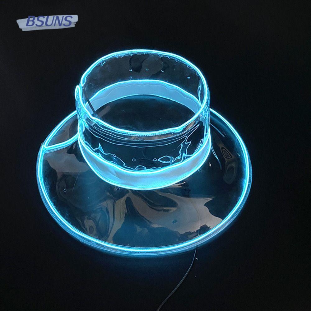 BSUNS Nón Tai Bèo Rộng Vành Bằng PVC Trong Suốt Màu Dạ Quang Thời Trang Dự Tiệc Cho Nam Và Nữ