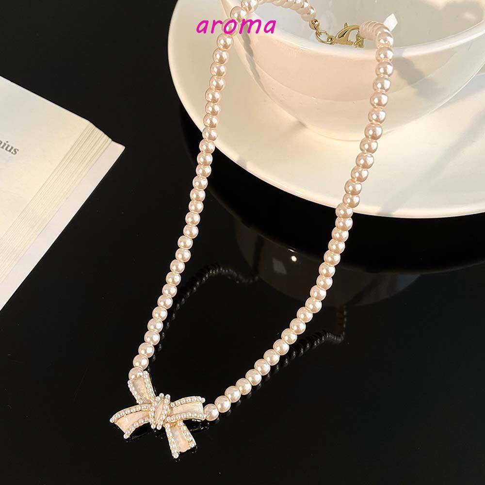 AROMA Vòng Cổ Choker Đính Nơ Phong Cách Vintage Thời Trang Dành Cho Nữ