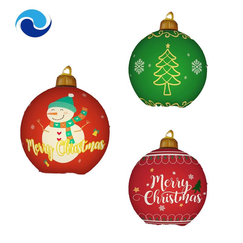 Quả Bóng Bơm Hơi Bằng PVC Kích Thước Lớn 60CM Dùng Trang Trí Cây Thông Giáng Sinh Không Có Đèn
