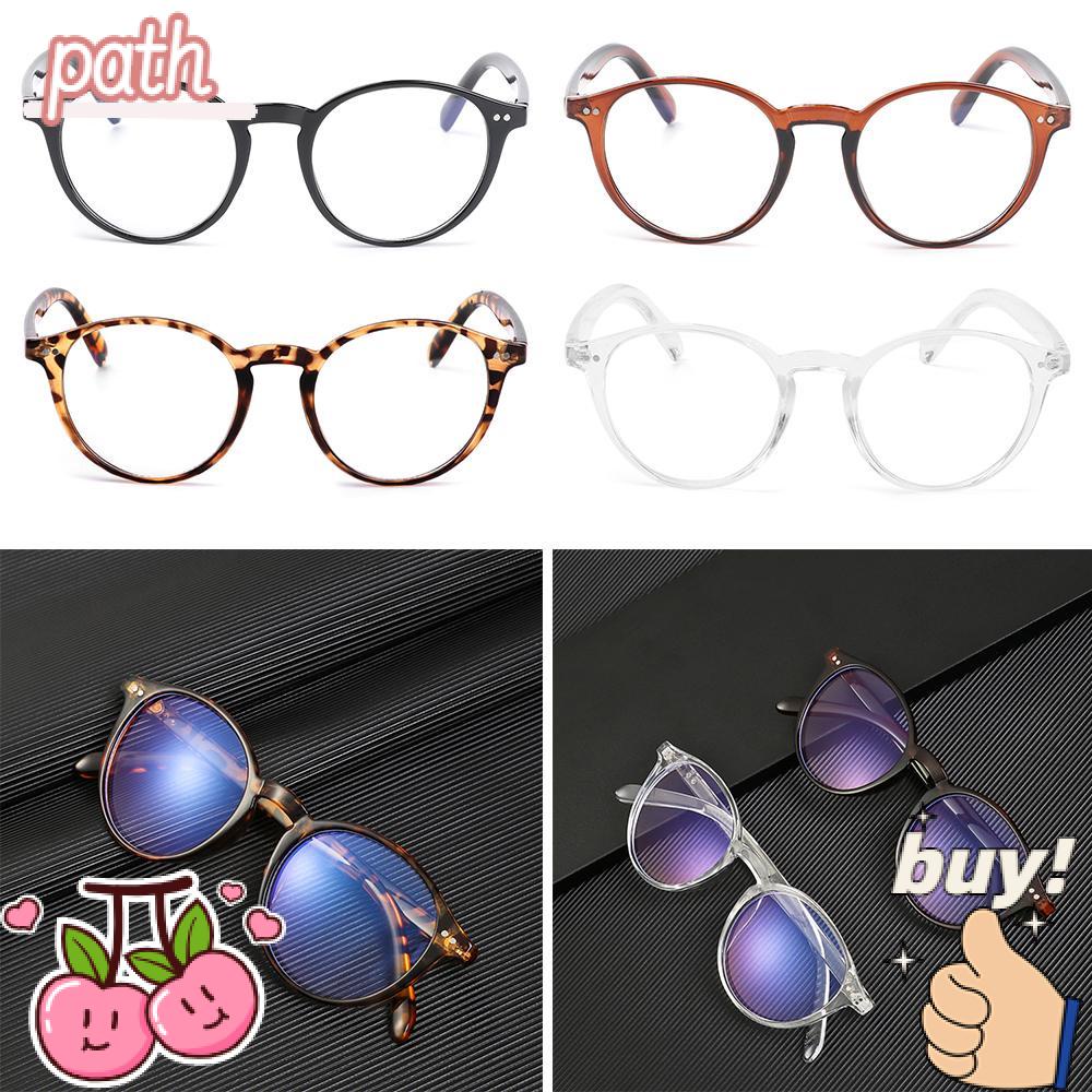 PATH Mắt Kính Gọng PC Tròng Phẳng Màu Xanh Dương Phong Cách Cổ Điển Cho Nam Và Nữ