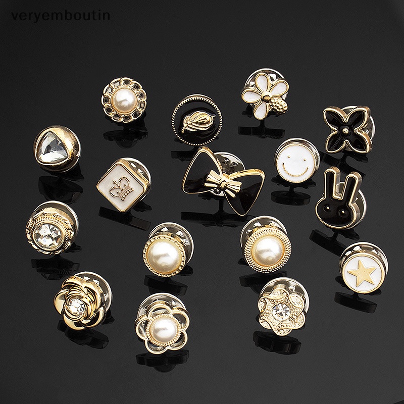 Bộ 10 Ghim Cài Áo Đính Ngọc Trai Giả Bằng Kim Loại Thời Trang Cho Nữ