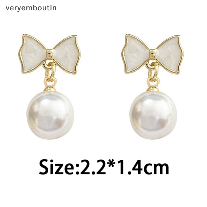 Bông Tai Hình Nơ / Vỏ Ngọc Trai Tinh Tế Đơn Giản Thời Trang Cho Nữ