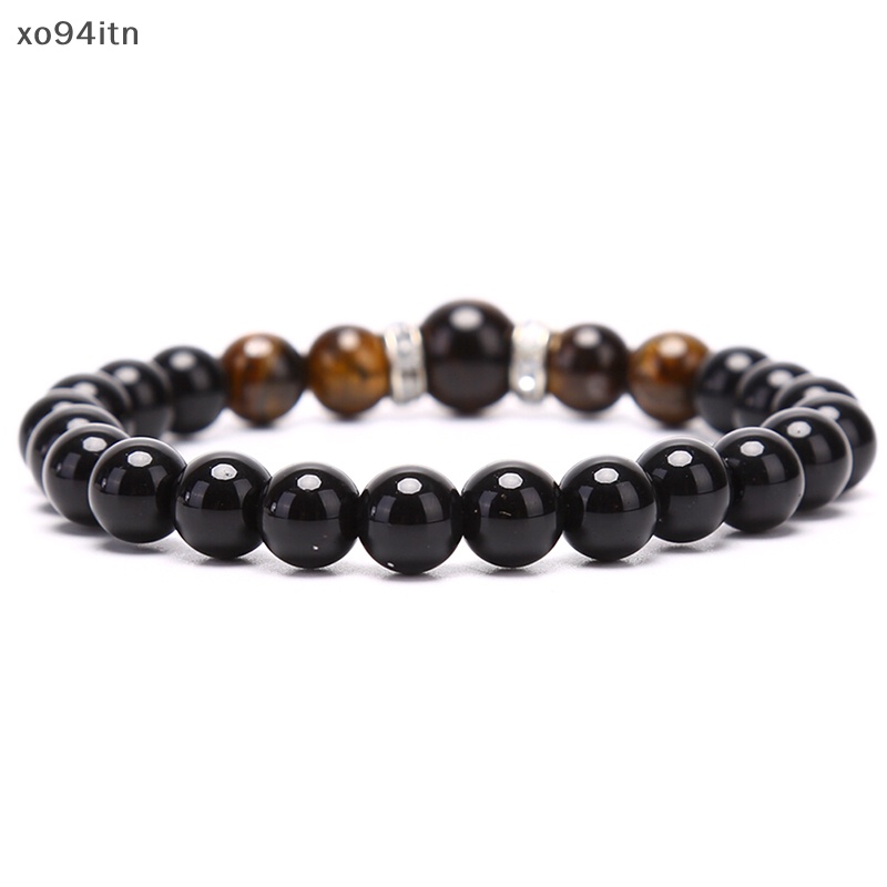 Vòng Tay Chuỗi Hạt Đá Mắt Hổ Đen Tự Nhiên Thời Trang Cho Nam
