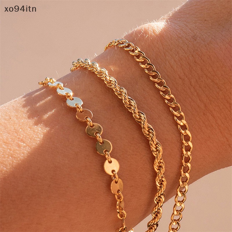 Vòng Đeo Tay Dạng Xoắn 4MM Bằng Thép Không Gỉ Màu Vàng Kim Cho Nữ