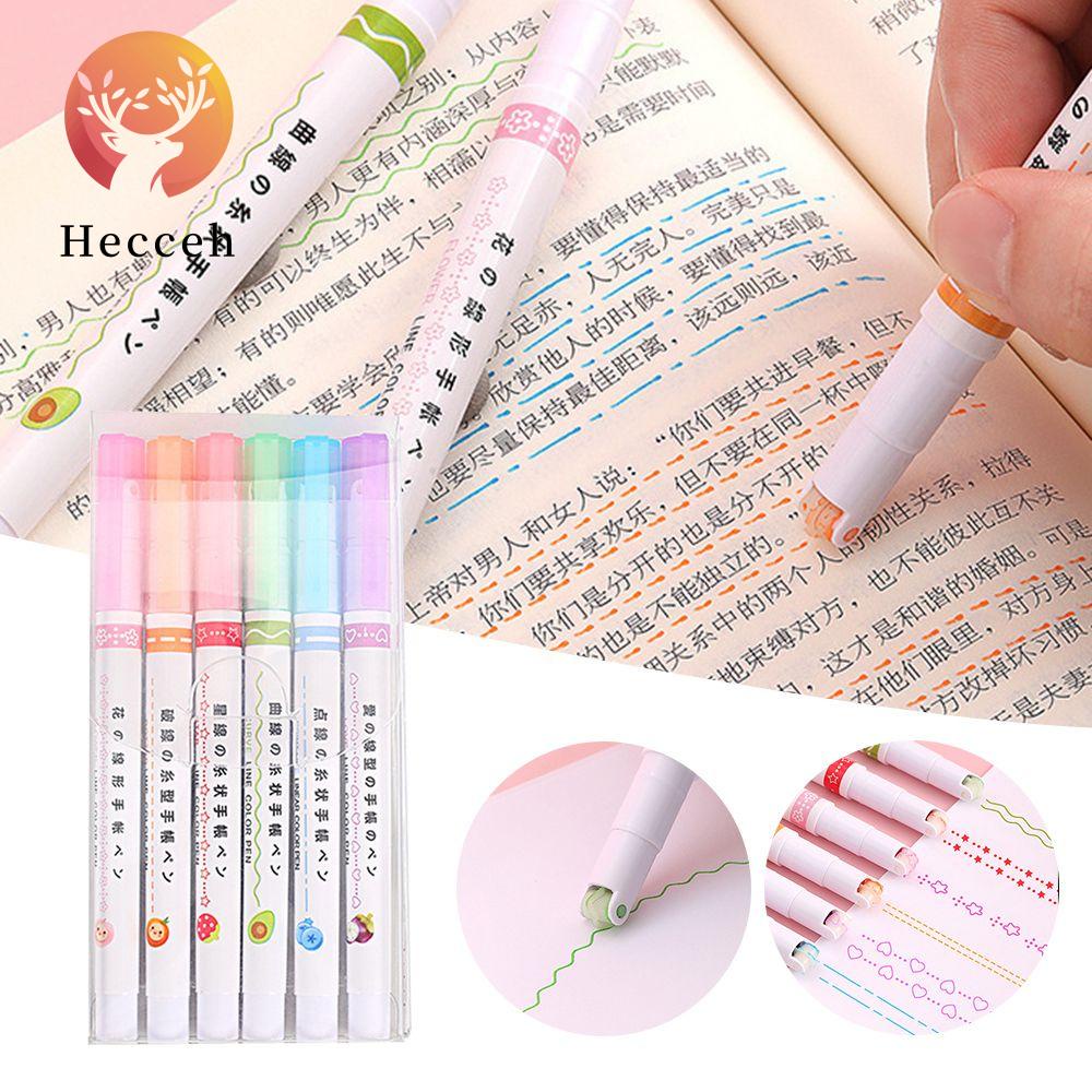 HECCEH Set 6 Bút Bắt Sáng Dạng Cong Hình Bông Hoa Nhiều Hình Dạng Màu Sắc Dành Cho Văn Phòng / Giáng Sinh