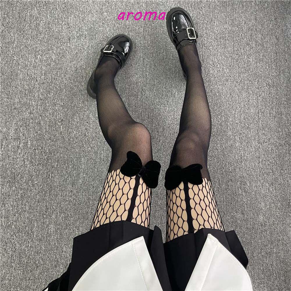 AROMA Quần Tất Thoáng Khí Màu Đen Phong Cách Lolita Hàn Quốc