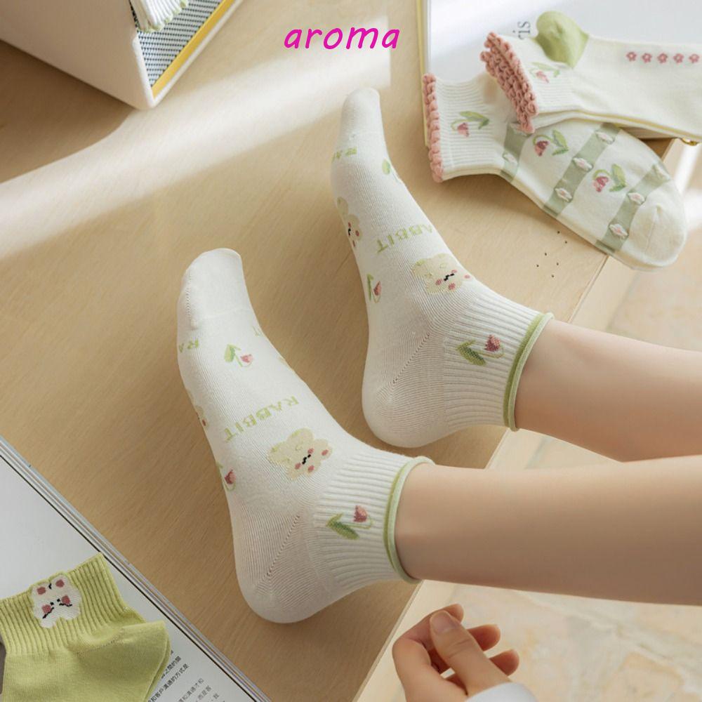 AROMA Vớ Thuyền Thoáng Khí Màu Trơn In Họa Tiết Hoa / Gấu Dễ Thương Thời Trang Mùa Hè Cho Nữ