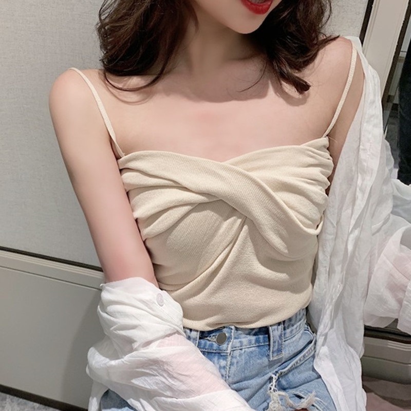 Áo Hai Dây Dệt Kim Mỏng Ôm Dáng Phong Cách retro Mùa Hè Mới Cho Nữ