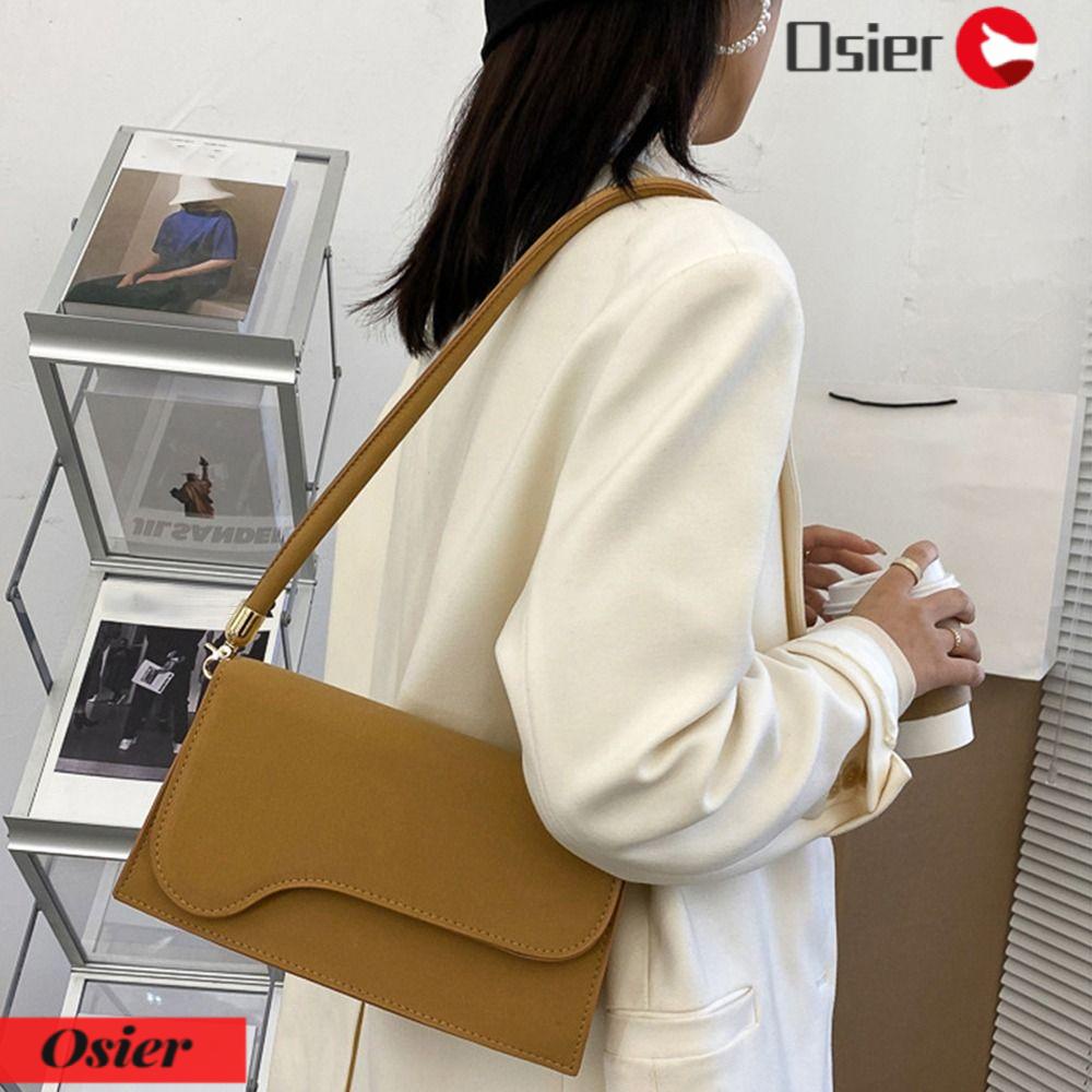 OSIER1 Túi Đeo Vai / Kẹp Nách Bằng Da PU Sức Chứa Lớn Màu Trơn Cho Nữ