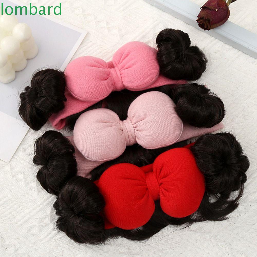 LOMBARD Băng Đô Cài Tóc Giả Bằng Sợi Tổng Hợp Đính Nơ Dễ Thương Làm Phụ Kiện Chụp Ảnh Cho Bé