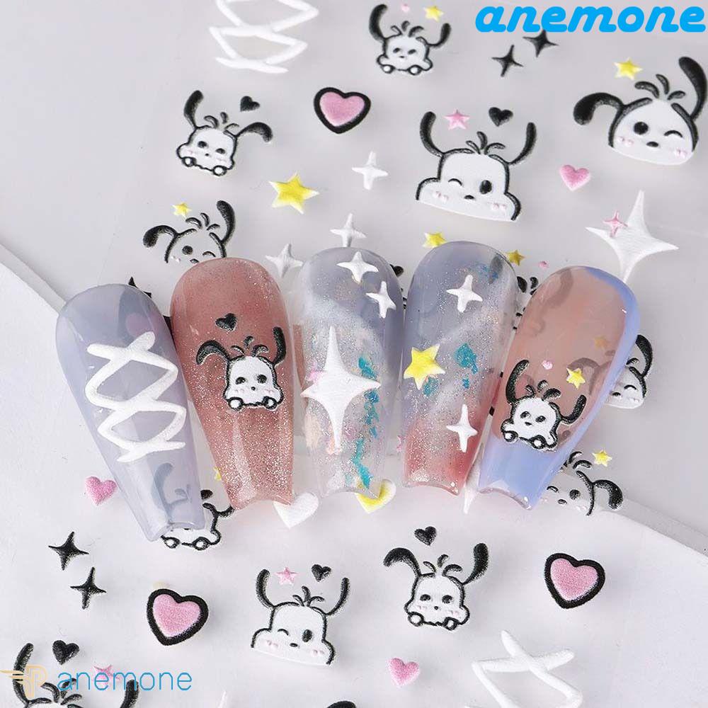 ANEMONE Miếng Dán Trang Trí Móng Tay Tự Dính Họa Tiết Hoạt Hình Cún Pochacco Đáng Yêu Cho Nữ