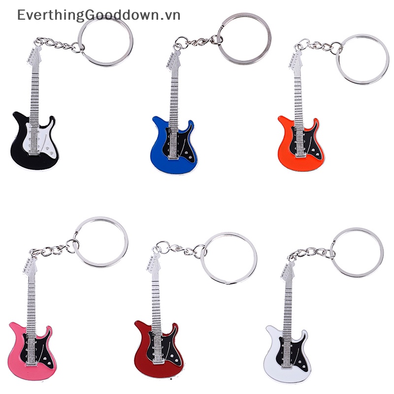 Everthinggooddown Móc Khóa Hình Đàn guitar Điện mini Bằng Kim Loại Sáng Tạo