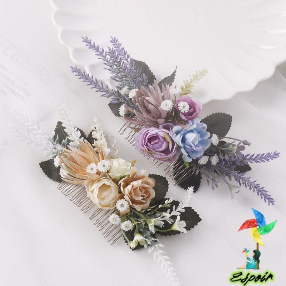 ESPO Lược Cài Tóc Họa Tiết Hoa Oải Hương Cho Phù Dâu