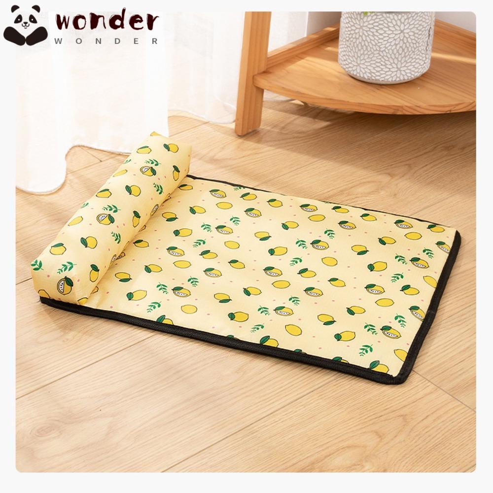 WONDER Thảm Lót Ghế Sofa Bằng Lụa Mát Thoáng Khí Màu Vàng / Xanh Dương Cho Thú Cưng