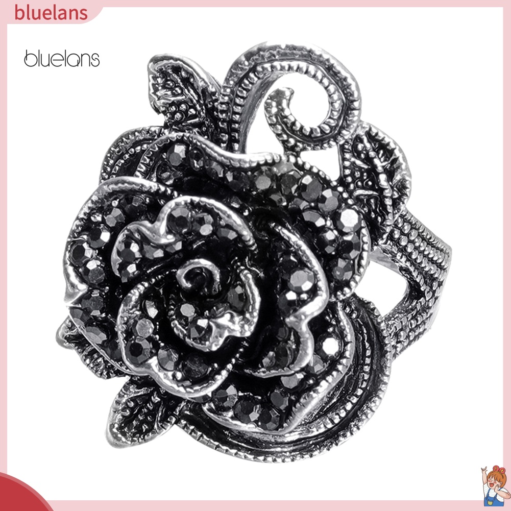 Nhẫn Hợp Kim Hình Hoa Hồng Đính Đá Phong Cách Vintage Cho Nữ