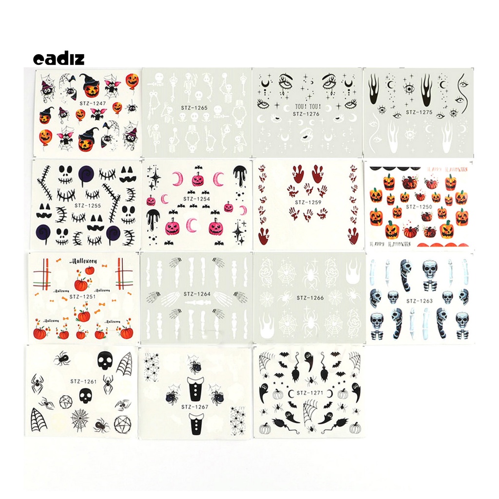 Set 24 Sticker Dán Móng Tay Không Phai Họa Tiết Kinh Dị Halloween