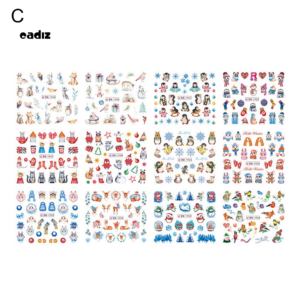 Miếng Dán Trang Trí Móng Tay Nghệ Thuật Hiệu Ứng Màu Sắc Tươi Sáng Lâu Trôi Dễ Tháo Gỡ Bằng PVC Họa Tiết Giáng Sinh