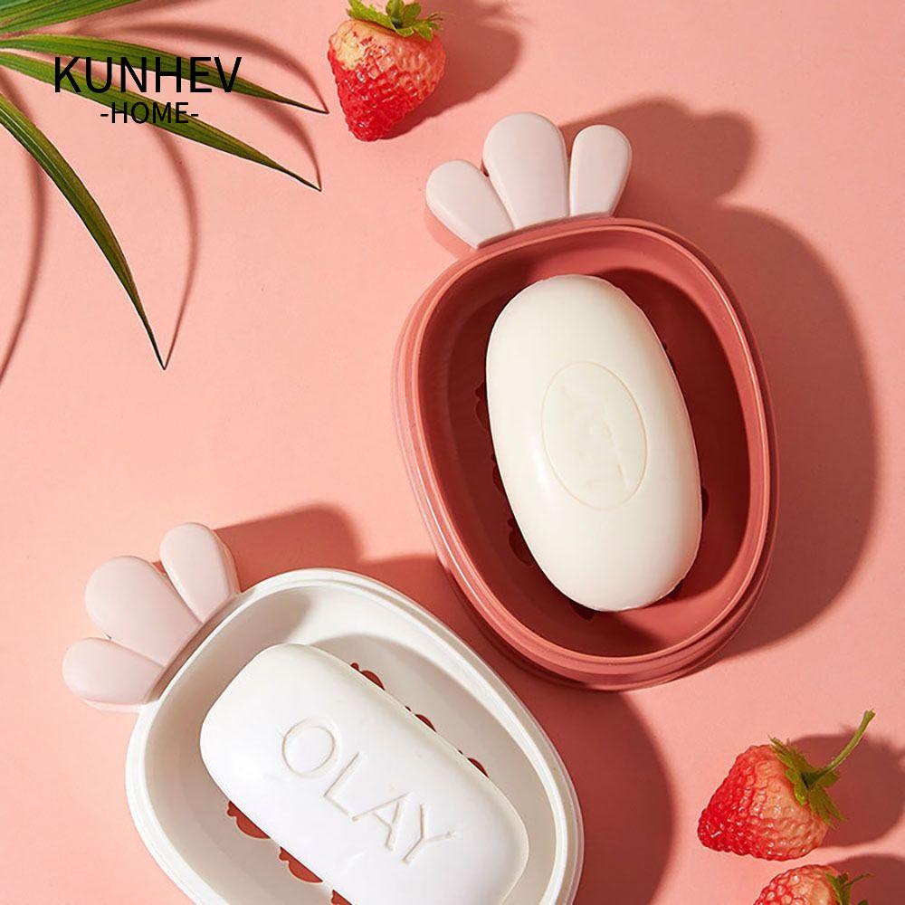 KUNHEV Khay Đựng Xà Phòng Hình Củ Cà Rốt Màu Hồng Dễ Thương